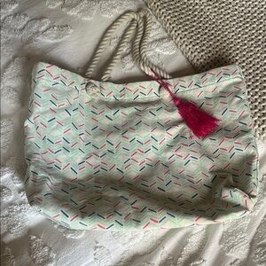 Target Patterned Tote Bag with Pink Accents and tassel